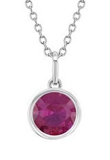 delightful silver round hot red cubic zirconia birthstone necklace for teens